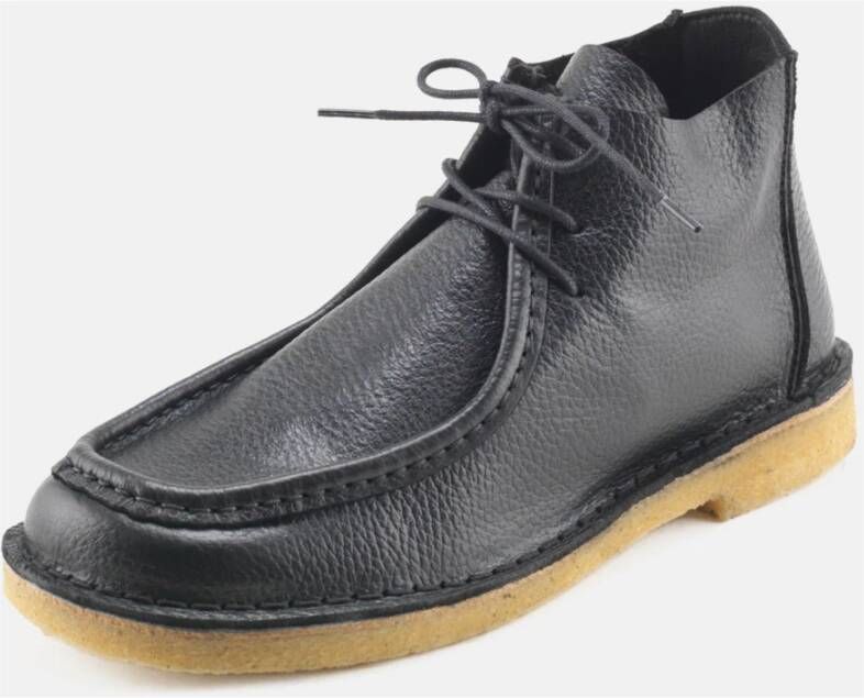 Nature Footwear Klassieke leren veterschoen Black Dames