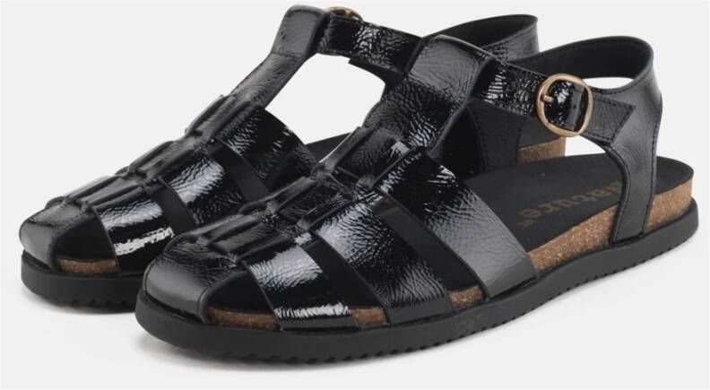Nature Footwear Zwarte Leren Sandaal 1103-004-002 Black Dames