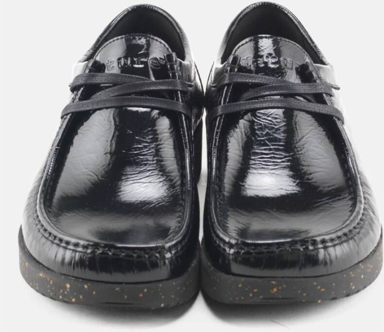 Nature Footwear Zwarte leren veterschoenen Black Dames