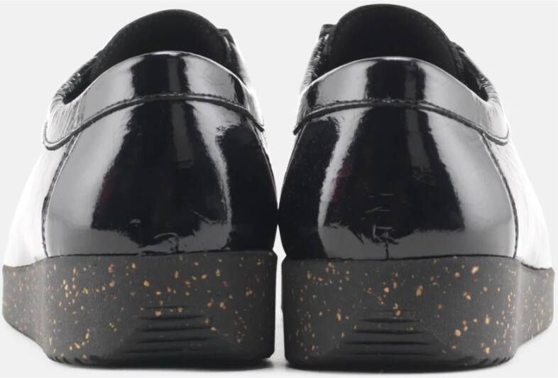Nature Footwear Zwarte leren veterschoenen Black Dames