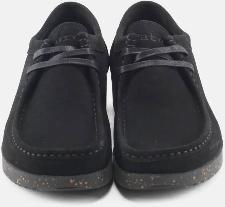 Nature Footwear Zwarte Suède Veterschoenen Black Dames