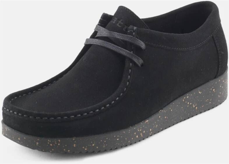 Nature Footwear Zwarte Suède Veterschoenen Black Dames