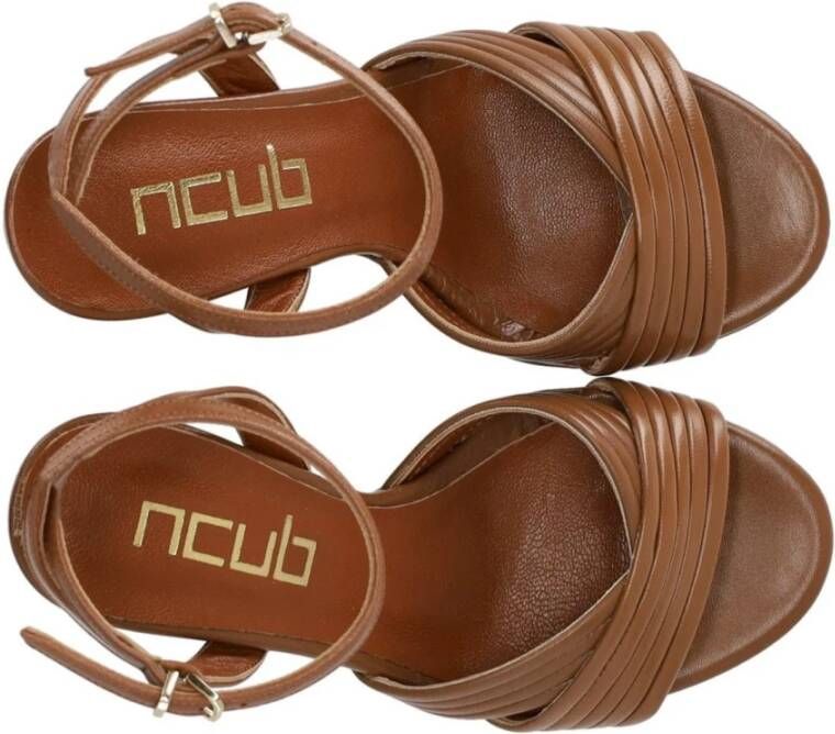 Ncub Bruine sandaal met gekruist detail Brown Dames