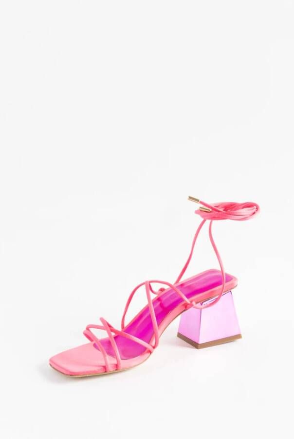 Ncub Satin sandalen met vierkante hak Purple Dames
