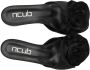 Ncub Zwarte Leren Bloem Slide Sandaal Black Dames - Thumbnail 6
