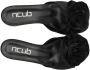 Ncub Zwarte Leren Bloem Slide Sandaal Black Dames - Thumbnail 3