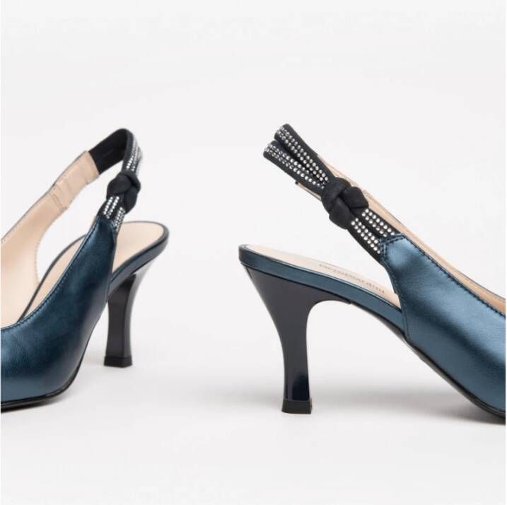 Nerogiardini Blauwe Gelamineerde Slingback Sandalen