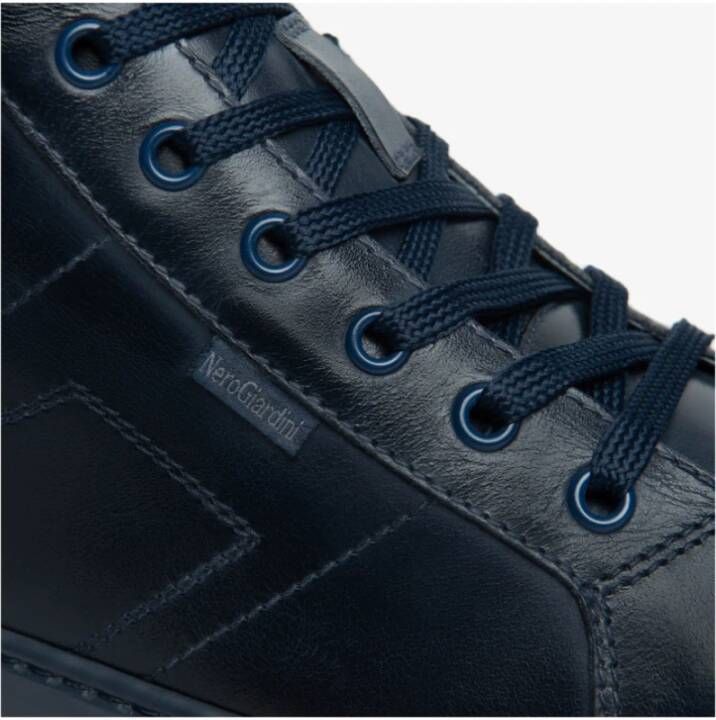 Nerogiardini Blauwe Hoge Top Sneakers Blue Heren