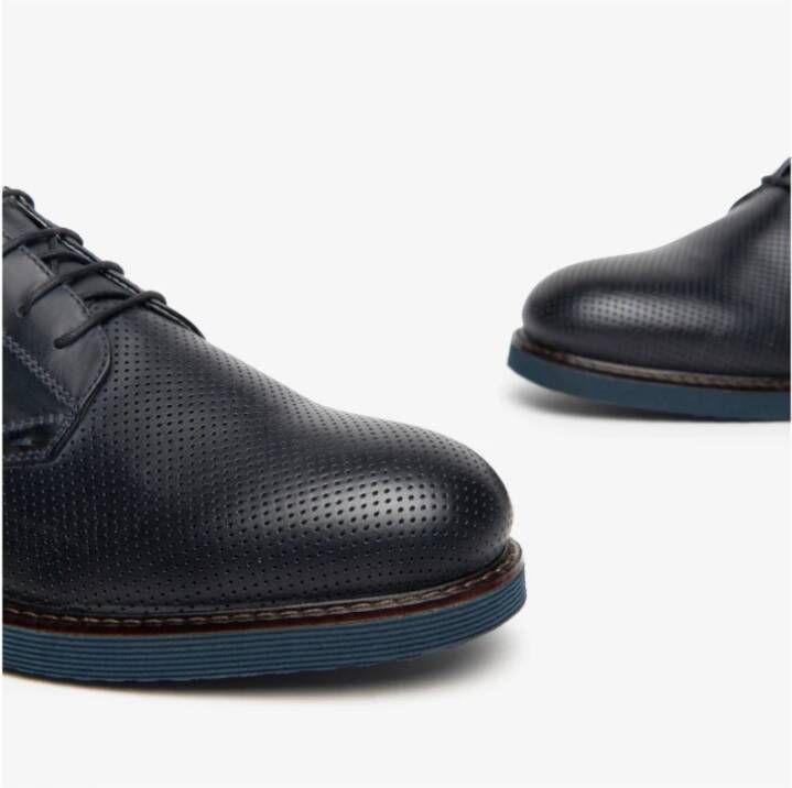 Nerogiardini Blauwe leren derby schoenen Blue Dames