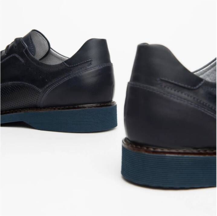 Nerogiardini Blauwe leren derby schoenen Blue Dames