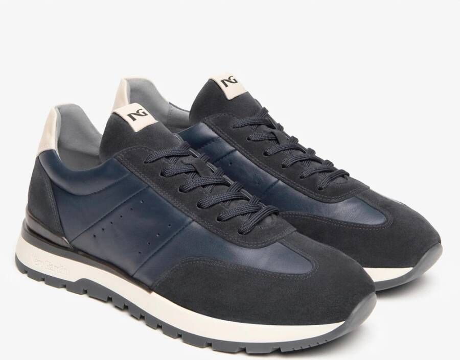 Nerogiardini Blauwe Leren Veterschoenen Blue Heren