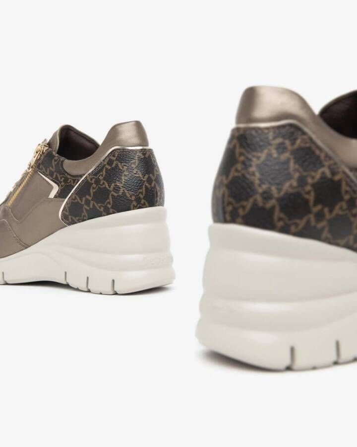 Nerogiardini Bruine leren sneakers met ritssluiting Brown Dames