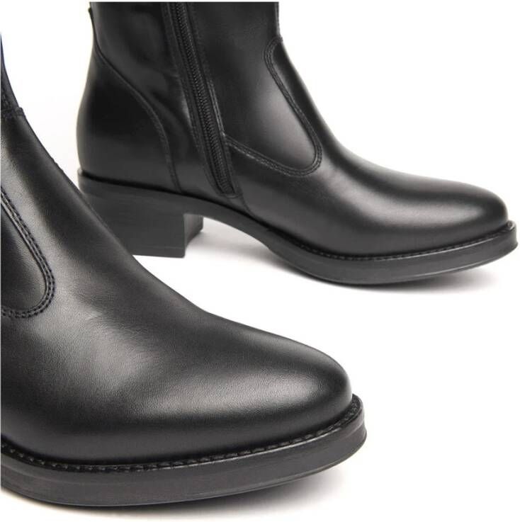 Nerogiardini Casual Zwarte Leren Dameslaars Black Dames