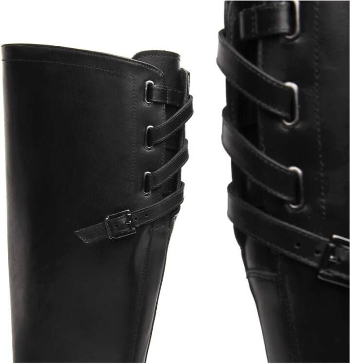 Nerogiardini Casual Zwarte Leren Dameslaars Black Dames