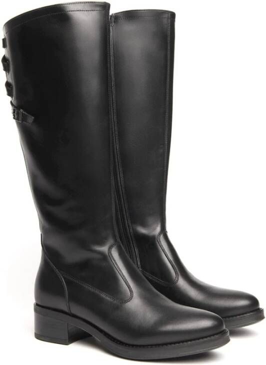 Nerogiardini Casual Zwarte Leren Dameslaars Black Dames