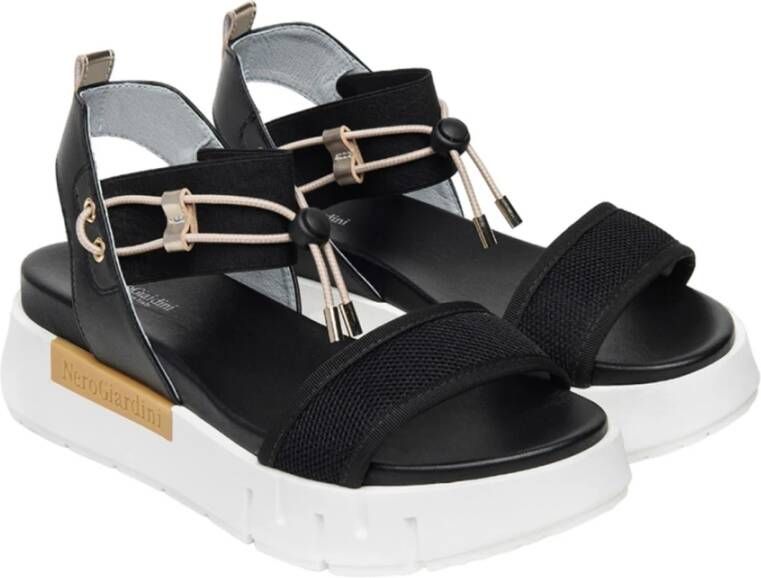 Nerogiardini Casual Zwarte Leren Sandalen