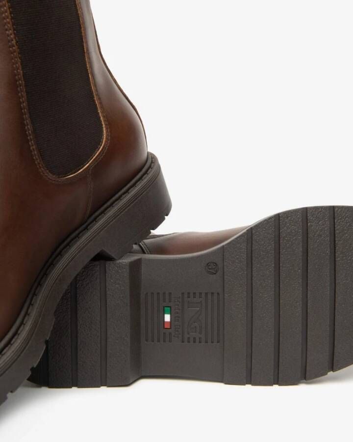 Nerogiardini Chelsea leren enkellaarzen in beige