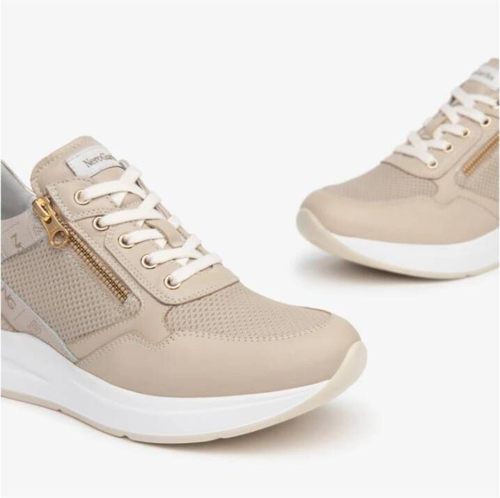 Nerogiardini Ivory Zip Sneakers Beige Dames