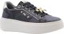 Nerogiardini Zwarte leren sneakers met gouden details Black Dames - Thumbnail 5