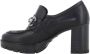 Nerogiardini Zwarte leren loafers met metalen klem Black Dames - Thumbnail 3