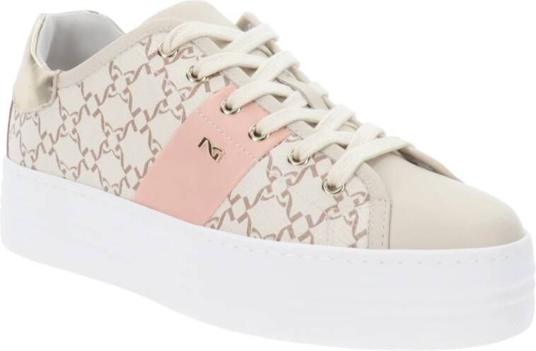 Nerogiardini Leren Dames Sneakers met Vetersluiting Beige Dames