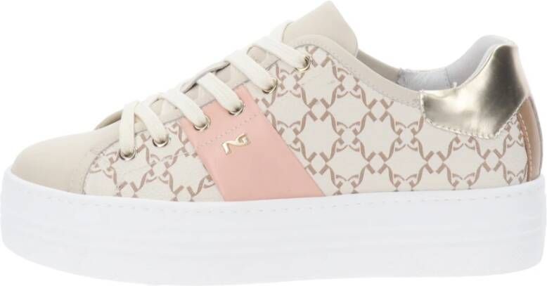 Nerogiardini Leren Dames Sneakers met Vetersluiting Beige Dames