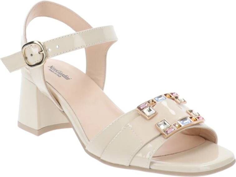 Nerogiardini Leren Gesp Sandalen Beige Dames