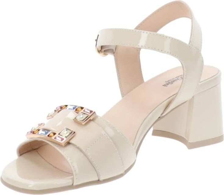 Nerogiardini Leren Gesp Sandalen Beige Dames