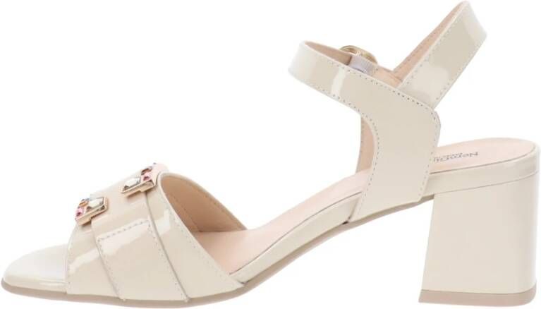 Nerogiardini Leren Gesp Sandalen Beige Dames