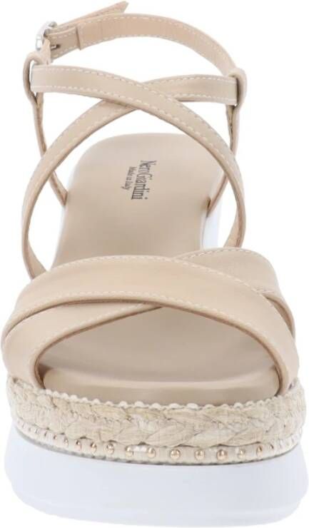 Nerogiardini Leren Gesp Sandalen Beige Dames