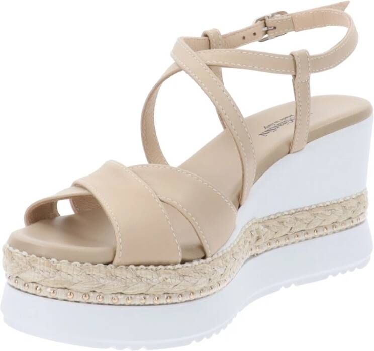 Nerogiardini Leren Gesp Sandalen Beige Dames