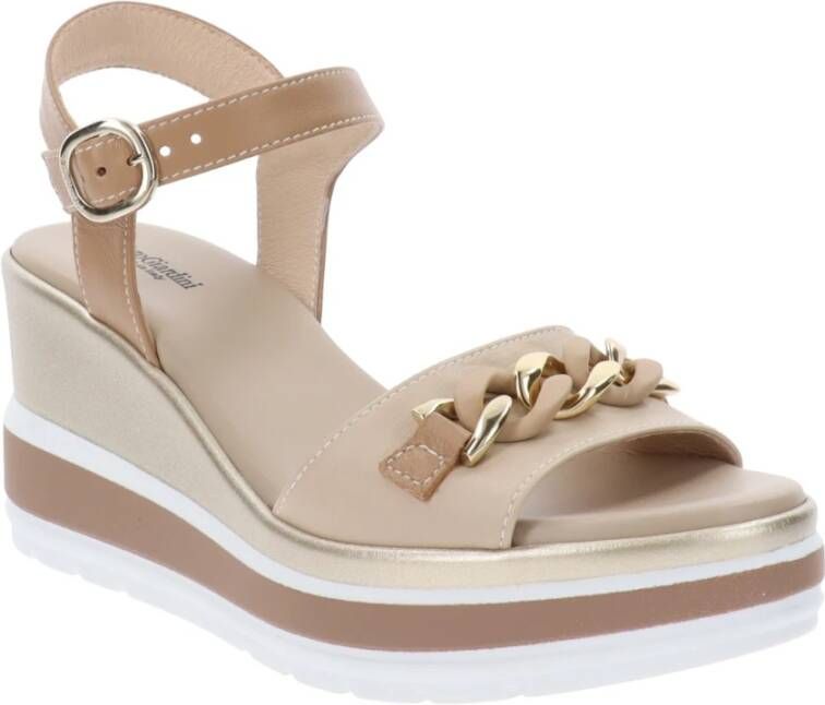 Nerogiardini Leren Gesp Sandalen Beige Dames