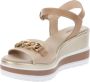 Nerogiardini Sleehak Sandaal in Linnen Beige Dames - Thumbnail 9