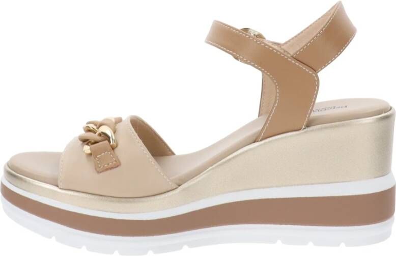 Nerogiardini Leren Gesp Sandalen Beige Dames