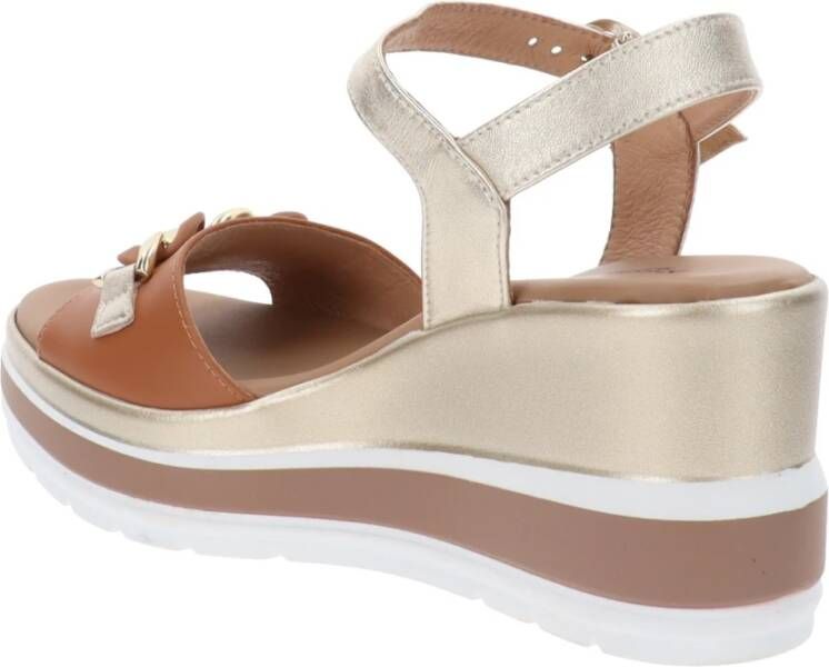 Nerogiardini Leren Gesp Sandalen Brown Dames