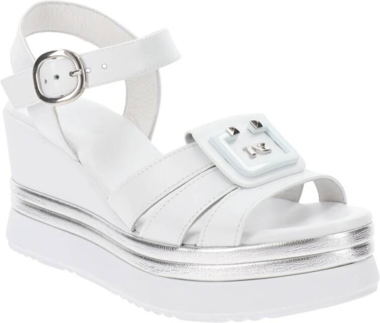 Nerogiardini Leren Gesp Sandalen White Dames