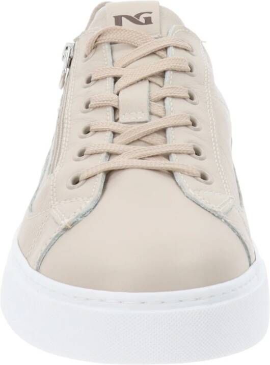 Nerogiardini Leren Heren Sneakers met Veters en Ritssluiting Beige Heren