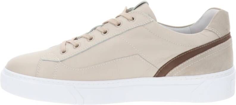 Nerogiardini Leren Heren Sneakers met Veters en Ritssluiting Beige Heren