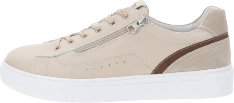 Nerogiardini Leren Heren Sneakers met Veters en Ritssluiting Beige Heren