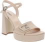 Nerogiardini Linnen Sandaal met Plateau Beige Dames - Thumbnail 6