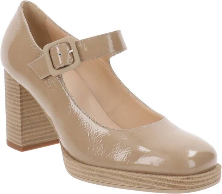 Nerogiardini Leren Hoge Hakken met Gesp Sluiting Beige Dames