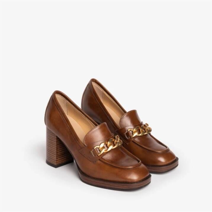 Nerogiardini Leren Kettingloafer Brown Dames