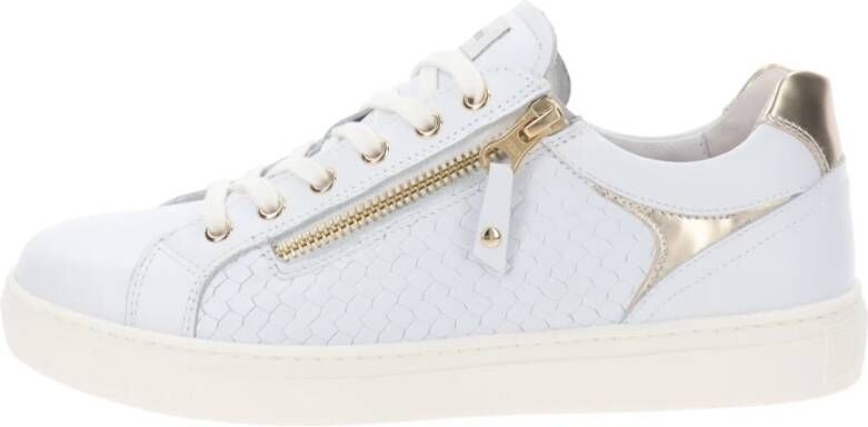 Nerogiardini Leren sneakers met vetersluiting en rits White Dames