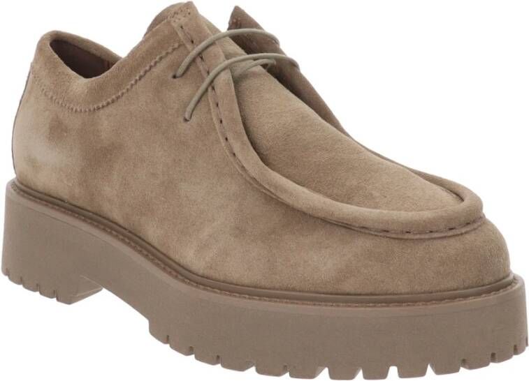 Nerogiardini Leren Veterschoenen voor Dames Beige Dames