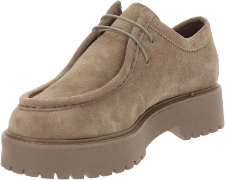 Nerogiardini Leren Veterschoenen voor Dames Beige Dames