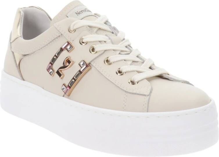 Nerogiardini Leren Veterschoenen voor Dames Beige Dames