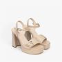 Nerogiardini Leren hoge hakken met gesp Beige Dames - Thumbnail 17
