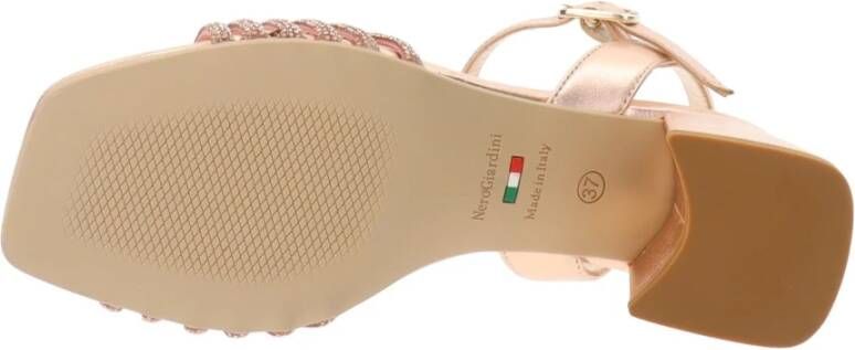 Nerogiardini Luxe Strass Sandalen voor speciale gelegenheden Beige Dames