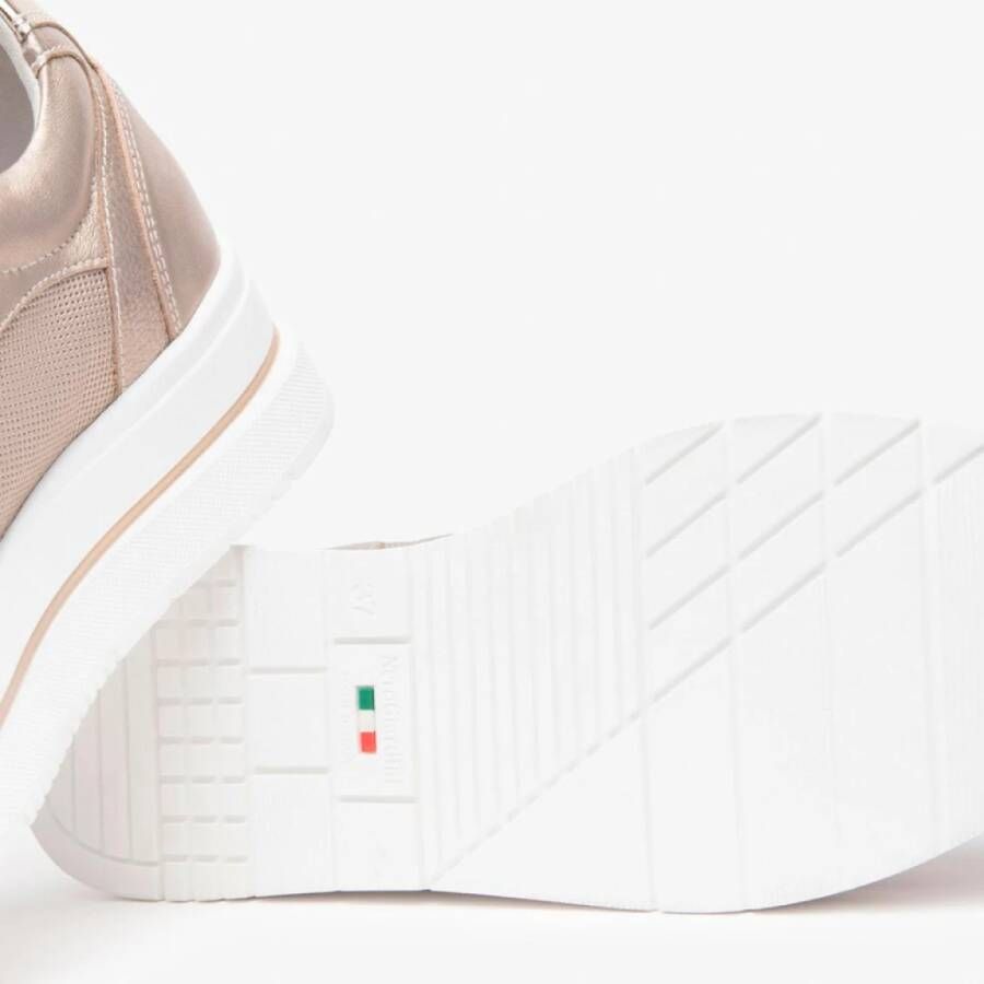 Nerogiardini Metallic Leren Sneakers met Ademende Mesh Inzetstukken