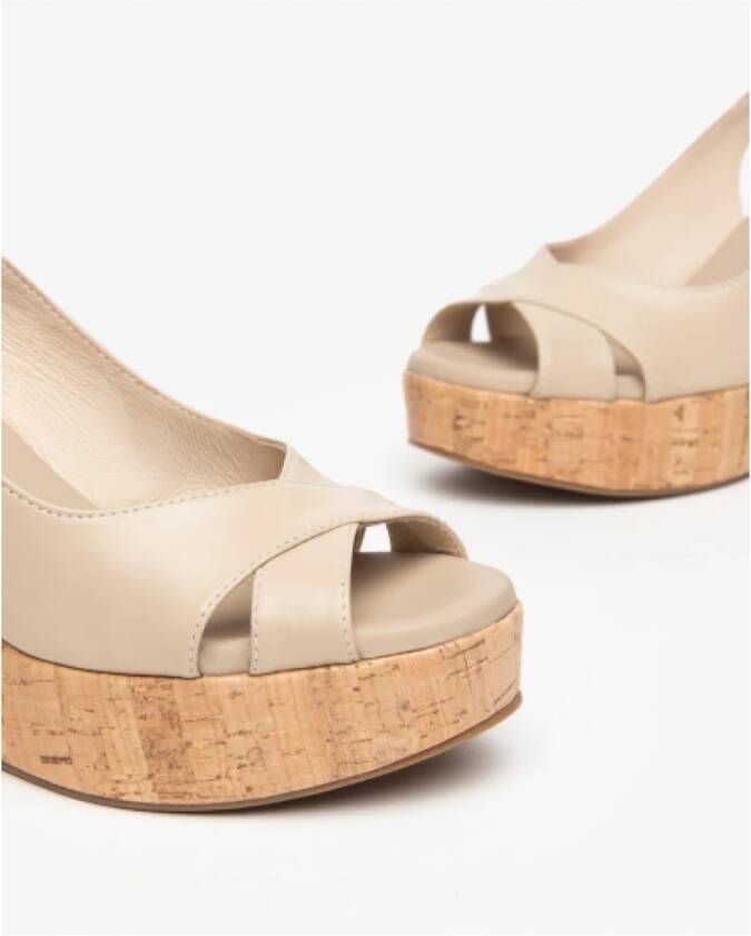 Nerogiardini Nappa Pandora Linnen Stijlvolle Sandalen Beige Dames